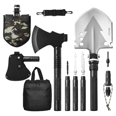 VEVOR Survival Shovel Survival Axe 16-σε-1 Κάμπινγκ πτυσσόμενα φτυάρια με τσεκούρι