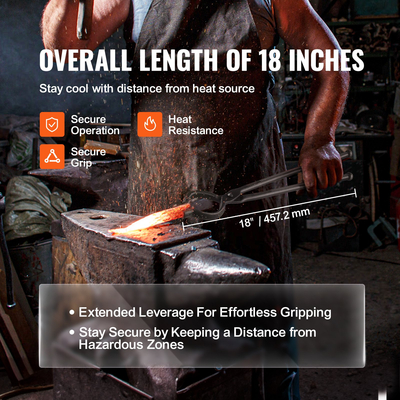 VEVOR Blacksmith Tongs, 18&quot; 3 ΤΕΜ, V-Bit Bolt Tongs, Wolf Jaw Tongs και Z V-Bit Tongs, Carbon Steel Forge Tongs με ατσάλινα πριτσίνια, για αρχάριους και έμπειρους σιδηρουργούς, λεπίδες και τεχνίτες