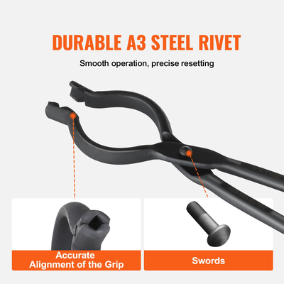 VEVOR Blacksmith Tongs, 18&quot; V-Bit Bolt Tongs, Carbon Steel Forge Tongs με Α3 Ατσάλινα πριτσίνια, για μακριές, ακανόνιστες και σε σχήμα καρφιού σφυρηλάτηση, για αρχάριους και έμπειρους σιδηρουργούς και λεπίδες