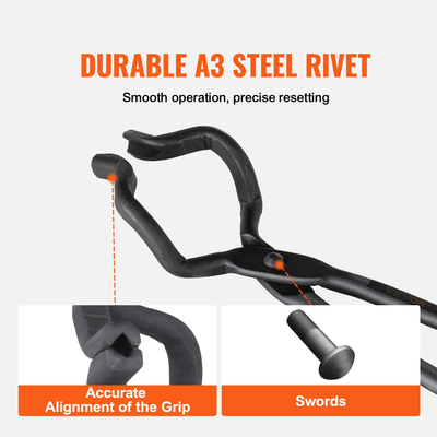 VEVOR Blacksmith Tongs, 18” Z V-Bit Tongs, Carbon Steel Forge Tongs με Α3 Ατσάλινα πριτσίνια, για λεπίδες μαχαιριών, μακριά κομμάτια, κυκλικά σφυρήλατα, για αρχάριους και έμπειρους σιδηρουργούς και λεπίδες