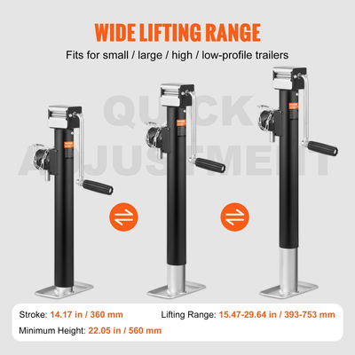 VEVOR Trailer Jack, Trailer Tongue Jack Welding-on Weight Capacity 5000 lb, Trailer Jack Stand με λαβή για ανύψωση RV Trailer, Horse Trailer, Utility Trailer, Yacht Trailer