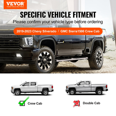 VEVOR Running Boards, Step Bars 6&quot; Συμβατές με 2019-2023 Chevy Silverado/GMC Sierra 1500/2020-2024 Silverado/Sierra 2500/3500HD Crew Cab, 201 ανοξείδωτα σκαλοπάτια Nerf 200L, BS,
