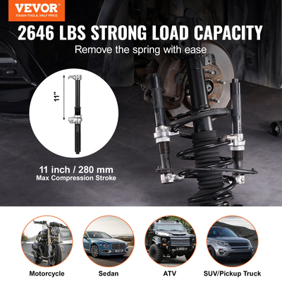 Εργαλείο συμπιεστή σπειροειδούς ελατηρίου VEVOR, 2 τμχ Σετ συμπιεστή ελατηρίων γόνατου γόνατου βαρέως τύπου Macpherson, Συμπιεστής ελατηρίου γόνατου γόνατου 2646 lbs με βραχίονα ασφαλείας και θήκη μεταφοράς, για φορτηγό ATV UTV