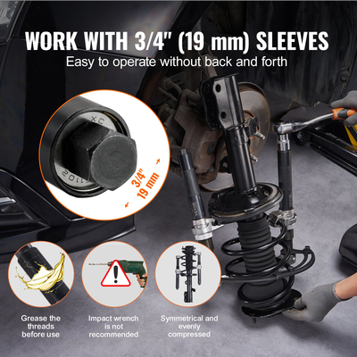 Εργαλείο συμπιεστή σπειροειδούς ελατηρίου VEVOR, 2 τμχ Σετ συμπιεστή ελατηρίων γόνατου γόνατου βαρέως τύπου Macpherson, Συμπιεστής ελατηρίου γόνατου γόνατου 2646 lbs με βραχίονα ασφαλείας και θήκη μεταφοράς, για φορτηγό ATV UTV