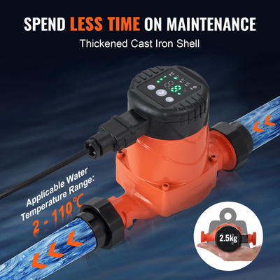 Αντλία κυκλοφορίας ζεστού νερού Vevor Ενεργειακά αποδοτική Αντλία κυκλοφορίας υψηλής απόδοσης ECM Μόνιμος μαγνήτης κινητήρας 220V 60W, 67 L/min Μέγιστος Ρυθμός ροής, Μέγιστος Ανυψωτής κεφαλής 8m, Σύνδεση με σπείρωμα 1-1/2&quot;, 5 έξυπνες λειτουργίες ελέγχου Χαμηλός θόρυβος