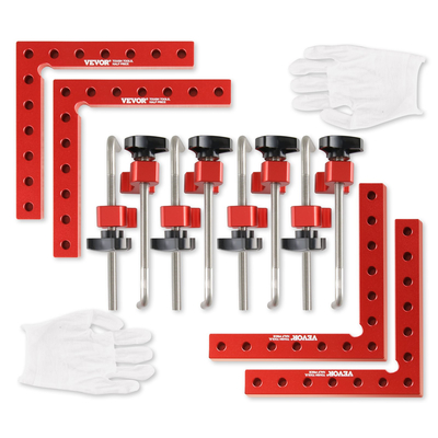 VEVOR Τετράγωνα τοποθέτησης 90 μοιρών, 5,5&quot; x 5,5&quot; σφιγκτήρες ορθής γωνίας για ξυλουργική, γωνιακό κράμα αλουμινίου τετράγωνα σύσφιξης για κουτιά Ντουλάπια συρτάρια, 4 πακέτο