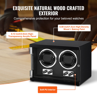 VEVOR Watch Winder Διπλό κουρδιστήρι ρολογιών για αυτόματο ρολόι με 2 μοτέρ Mabuchi