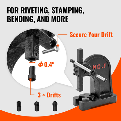 Πρέσα Arbor VEVOR, Χειροκίνητη πρέσα Arbor 1 Ton, Μέγιστο ύψος 5,9&quot;, Χειροκίνητη πρέσα Arbor Arbor βαρέως τύπου, Χειροκίνητη πρέσα Arbor, Precision Hand Press για στάμπα, κάμψη, τέντωμα, διαμόρφωση