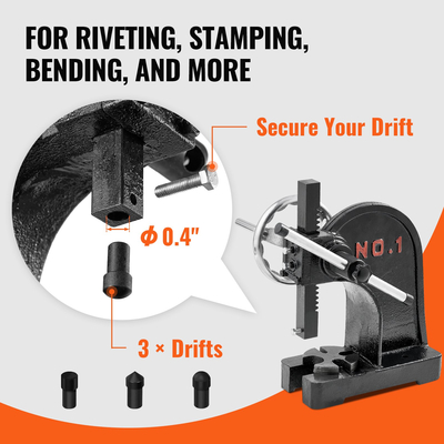 Μηχανή πρέσας VEVOR Arbor 1 τόνου με συγκρότημα από χυτοσίδηρο χειροτροχού