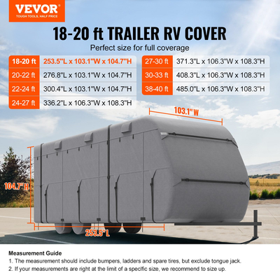 VEVOR Trailer Travel RV Cover 18-20 ft Class A Camper Cover Non-woven Fabric