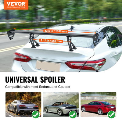 VEVOR Universal Rear Spoiler GT Style Adjustable Trunk Wing Car Racing 43,3&#039;&#039;