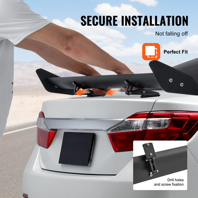 Αεροτομή αυτοκινήτου VEVOR GT, Universal αεροτομή 43,3 ιντσών με μονό κατάστρωμα, ρυθμιζόμενο ελαφρύ αλουμίνιο, φτερό πίσω αεροτομή αυτοκινήτου, αγωνιστική αεροτομή BGW/JDM Drift Black