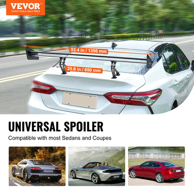 VEVOR Universal Rear Spoiler GT Style Adjustable Trunk Wing Car Racing 53,1&#039;&#039;