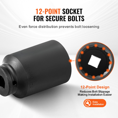 VEVOR Axle Nut Impact Socket Socket 1/2&quot; Drive Deep 12 Point 8PCS Metric Nut Socket
