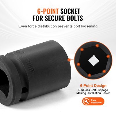 VEVOR Axle Nut Impact Socket Socket 3/4&quot; Drive 6-Point 8PCS Metric Spindle Socket