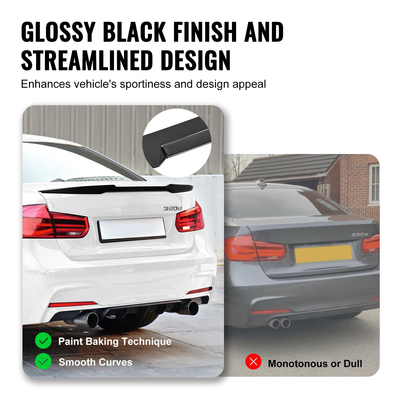 VEVOR GT Wing Spoiler Car, Spoiler 48,4 ιντσών, Συμβατό με BMW F30 2012-2018, Υλικό ABS υψηλής αντοχής, Βαφή ψησίματος, Πτέρυγα πίσω αεροτομής αυτοκινήτου, Αγωνιστικά σπόιλερ για αυτοκίνητα, γυαλιστερό μαύρο