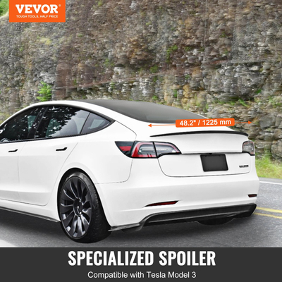 VEVOR GT Wing Spoiler Car, Spoiler 48,2 ιντσών, Συμβατό με Tesla Model 3, Υλικό ABS υψηλής αντοχής, Βαφή ψησίματος, Πτέρυγα πίσω αεροτομής αυτοκινήτου, Αγωνιστικά σπόιλερ για αυτοκίνητα, Μαύρο ματ