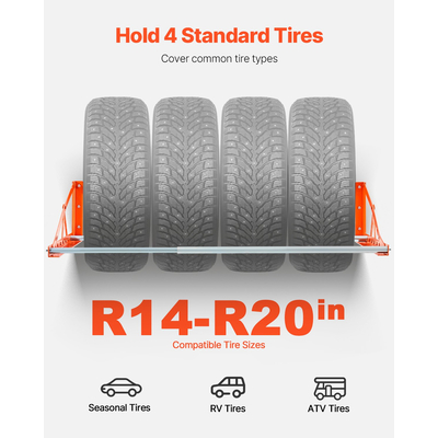 Επίτοιχη βάση ελαστικών 31&quot;-56&quot; Ρυθμιζόμενη σχάρα ελαστικών Q235 Steel Tire Storage Rack