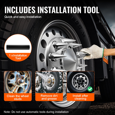 VEVOR Κιτ σύνθετου καλύμματος μπροστινού άξονα ABS Καλύμματα παξιμαδιών ωτίδων με εργαλεία καλύμματος παξιμαδιών