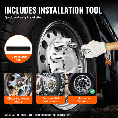 VEVOR Κιτ σύνθετου καλύμματος μπροστινού άξονα ABS Καλύμματα παξιμαδιών ωτίδων με εργαλεία καλύμματος παξιμαδιών