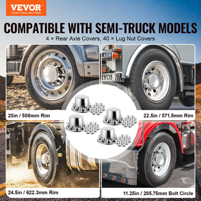 VEVOR Κιτ σύνθετου καλύμματος πίσω άξονα ABS Καλύμματα παξιμαδιών ωτίδων με εργαλεία καλύμματος παξιμαδιών