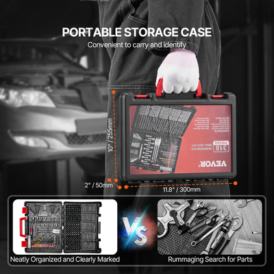 VEVOR Σετ τρυπανιών 318 τμχ Σετ μύτες κατσαβιδιού με θήκη μεταφοράς πολλαπλών χρήσεων