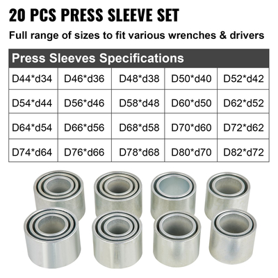 VEVOR 28 PCS Sleeve Kit Pull and Press, 45# Steel Removal Installation Bushes Bearings Tool Kit, Bush Insertion Sleeve Tool Set λειτουργεί στα περισσότερα αυτοκίνητα και κινητήρες LCV, HGV