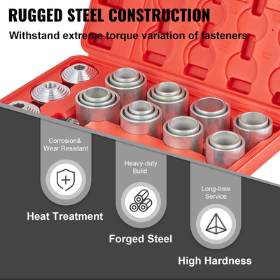 VEVOR 28 PCS Sleeve Kit Pull and Press, 45# Steel Removal Installation Bushes Bearings Tool Kit, Bush Insertion Sleeve Tool Set λειτουργεί στα περισσότερα αυτοκίνητα και κινητήρες LCV, HGV
