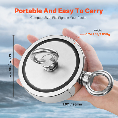 VEVOR 2000 LBS Strong Fishing Magnet Kit Διπλής όψης Pull Force Rope Carabiner