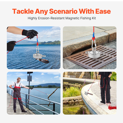 VEVOR 1700 LBS Strong Fishing Magnet Kit Διπλής όψης Pull Force Rope Carabiner