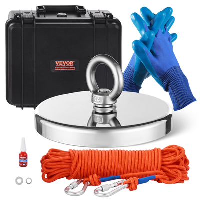 VEVOR 2000 LBS Strong Fishing Magnet Kit Μονής όψης Pull Force Rope Carabiner
