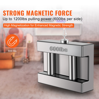 VEVOR Magnet Fishing Kit, 1200lbs Μαγνήτες ψαρέματος διπλής όψης Pulling Force, Μαγνήτης διαμέτρου 2,95 ιντσών με σχοινί, γάντζος αρπάγης, γάντια, αδιάβροχη θήκη, κλειδαριά με νήματα, μπουλόνι ματιών, για ψάρεμα