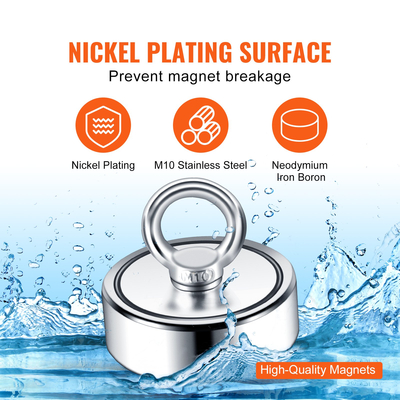 VEVOR Magnet Fishing Kit, 1200lbs Μαγνήτες ψαρέματος διπλής όψης Pulling Force, Μαγνήτης διαμέτρου 2,95 ιντσών με σχοινί, γάντζος αρπάγης, γάντια, αδιάβροχη θήκη, κλειδαριά με νήματα, μπουλόνι ματιών, για ψάρεμα