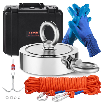 VEVOR 1400 LBS Strong Fishing Magnet Kit Καραμπίνερ διπλής όψης Pull Force Rope