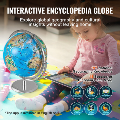VEVOR Educational Globe for Kids 10 in/254 mm Interactive AR World Globe APP (Γλώσσα χάρτη: Αγγλικά)