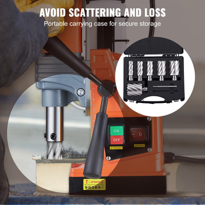 Σετ δακτυλιοειδούς κοπής VEVOR, 6 τμχ τρυπάνια Weldon Shank Mag, Βάθος κοπής 2&quot;, διάμετρος κοπής 1&quot; έως 2&quot;, χάλυβας υψηλής ταχύτητας M2AL, με 2 καρφίτσες πιλότου και φορητή θήκη, για χρήση με μαγνητικά τρυπάνια