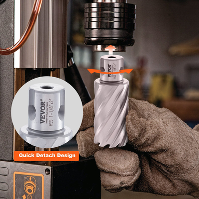 Σετ δακτυλιοειδούς κοπής VEVOR, 6 τμχ Τρυπάνια Universal Shank Mag, 2&quot; βάθος κοπής, διάμετρος κοπής 1&quot; έως 2&quot;, χάλυβας υψηλής ταχύτητας M2AL, με 2 καρφίτσες πιλότου και φορητή θήκη, για χρήση με μαγνητικά τρυπάνια