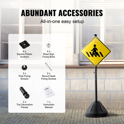 VEVOR Πινακίδα από χυτοσίδηρο 5 ποδών φορητή βάση πινακίδας U-Channel με μαύρες ρόδες