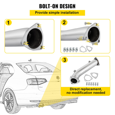 VEVOR High Flow Downpipe Exhaust Converter Pipe ταιριάζει σε 97-05 Audi A4 B5 B6/Passat 1.8T, έως 10-15 ίππους, Turbo-charged 1.8L/1.8T I4 DOHC Engines