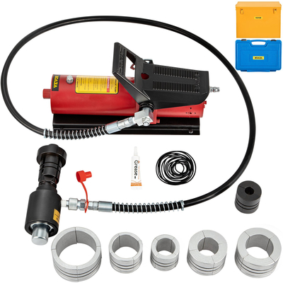 VEVOR Hydraulic Exhaust Pipe Expander, 1-5/8&quot; έως 4-1/4&quot; Μέγεθος, 10 T πεντάλ αντλία περιλαμβάνεται με 4 μήτρες, 2 θήκες αποθήκευσης για χάλκινους σωλήνες αλουμινίου στην επισκευή αυτοκινήτων