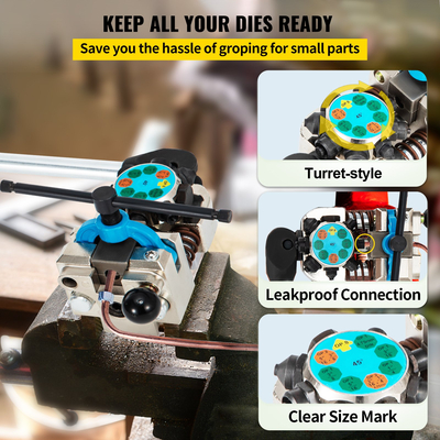 VEVOR Brake Line Flaring Tool, 45 μοιρών μονό, διπλό και φυσαλίδες για 3/16\&quot;, 1/4\&quot;, 5/16\&quot; και 3/8\&quot; μέγεθος σωλήνα, κατάλληλο για μαλακό μέταλλο χάλκινων γραμμών