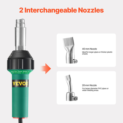VEVOR Hot Air Plastic Welder 1600W PVC TPO Vinyl Heat Gun Torch &amp; 5 Accessories