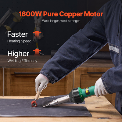 VEVOR Hot Air Plastic Welder 1600W PVC TPO Vinyl Heat Gun Torch &amp; 9 Accessories