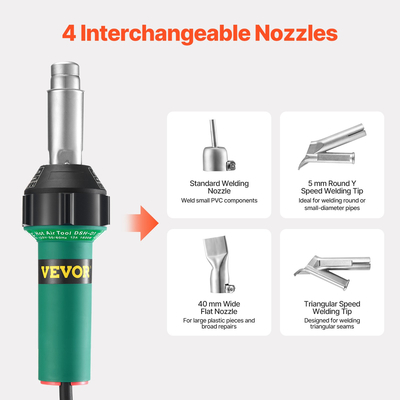 VEVOR Hot Air Plastic Welder 1600W PVC TPO Vinyl Heat Gun Torch &amp; 11 Accessories