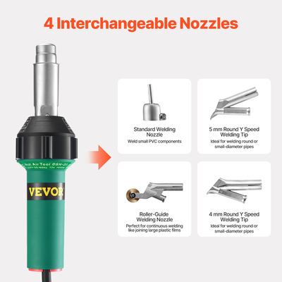 VEVOR Hot Air Plastic Welder 1600W PVC TPO Vinyl Heat Gun Torch &amp; 14 Accessories