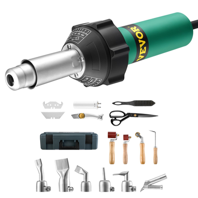 VEVOR Hot Air Plastic Welder 1600W PVC TPO Vinyl Heat Gun Torch &amp; 17 Accessories