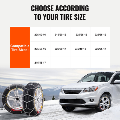 VEVOR Αλυσίδες Χιονιού Μαγγάνιο από Κράμα Χάλυβα 2 τμχ Traction Snow Ελαστικά Αλυσίδες Ασημί