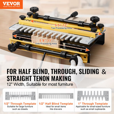 VEVOR Dovetail Jig 12 ιντσών Precise Dove Tailing Router Jigs με 3 πρότυπα