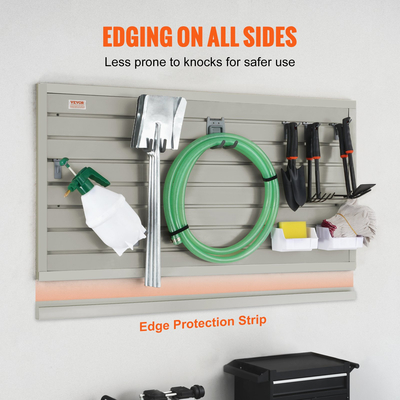 VEVOR Slatwall Panels, 4 ft x 1 ft Grey panel Wall Garage 12&quot; H x 48&quot; L (Σετ 2 πάνελ), Οθόνη βαρέως τύπου Garage Wall Organizer για κατάστημα λιανικής, τοίχο γκαράζ και οργάνωση αποθήκευσης χειροτεχνίας