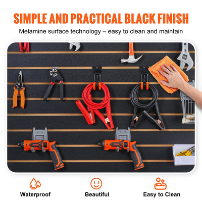 Πάνελ VEVOR Slatwall, 4 πόδια x 2 πόδια Μαύρα πάνελ τοίχου γκαράζ 24&quot; Υ x 48&quot; L (Σετ από 2 πάνελ), Οθόνη βαρέως τύπου πάνελ οργάνωσης τοίχου γκαράζ για κατάστημα λιανικής, τοίχο γκαράζ και οργάνωση αποθήκευσης χειροτεχνίας